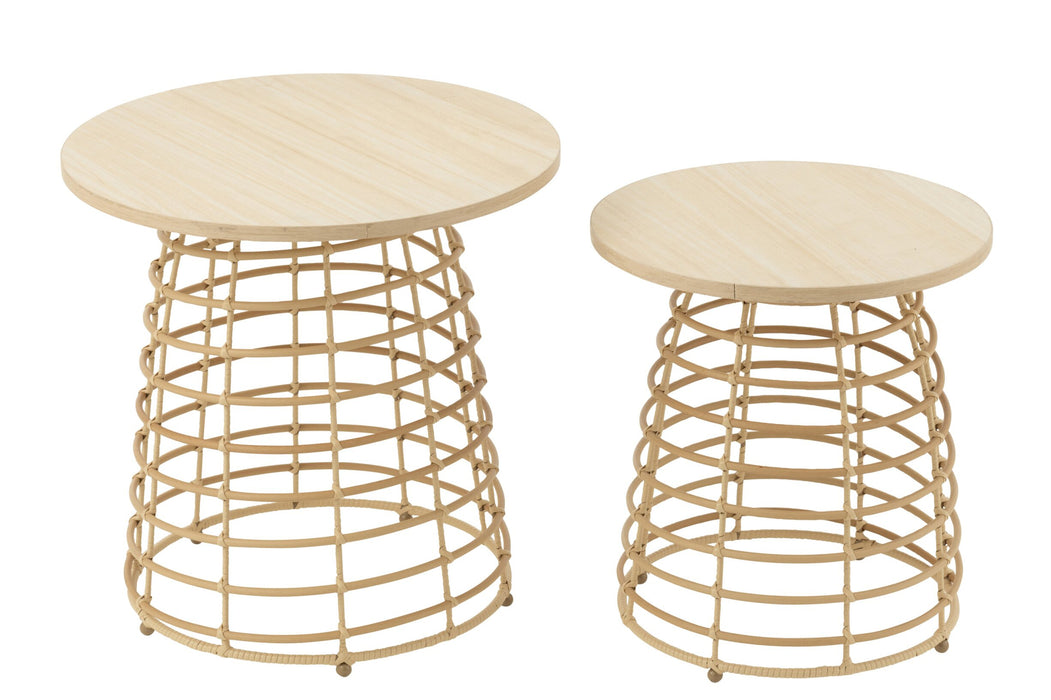 Bijzettafel Naturel Polyethylene Rond 50 cm 50x50x50 cm-Bijzettafels-J-Line