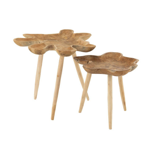 Bijzettafel Naturel Teakhout 60 cm 60x60x55 cm-Bijzettafels-J-Line