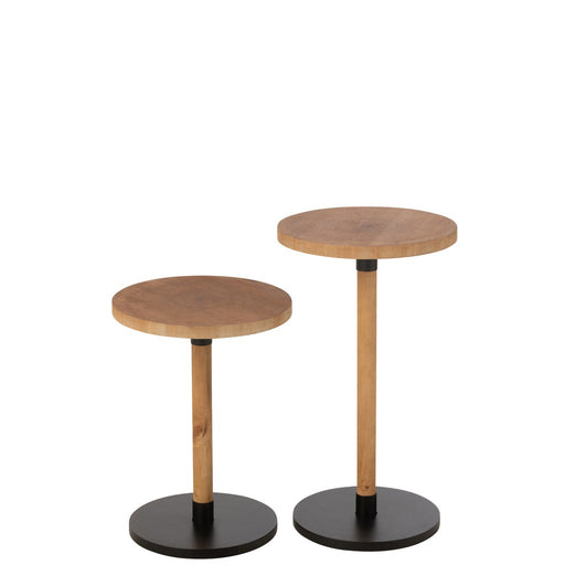 Bijzettafel Naturel Veneer 35 cm 35x35x61 cm-Bijzettafels-J-Line
