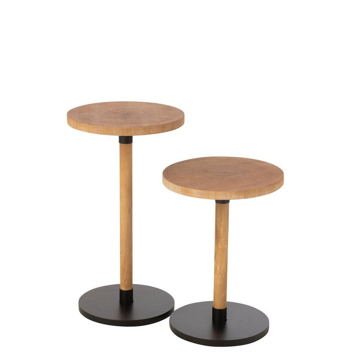 Bijzettafel Naturel Veneer 35 cm 35x35x61 cm-Bijzettafels-J-Line