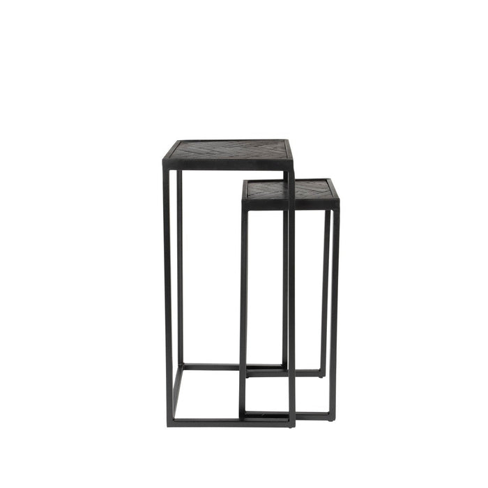 Bijzettafel Parker Set Of 2 High Black-Bijzettafels-Creating Home