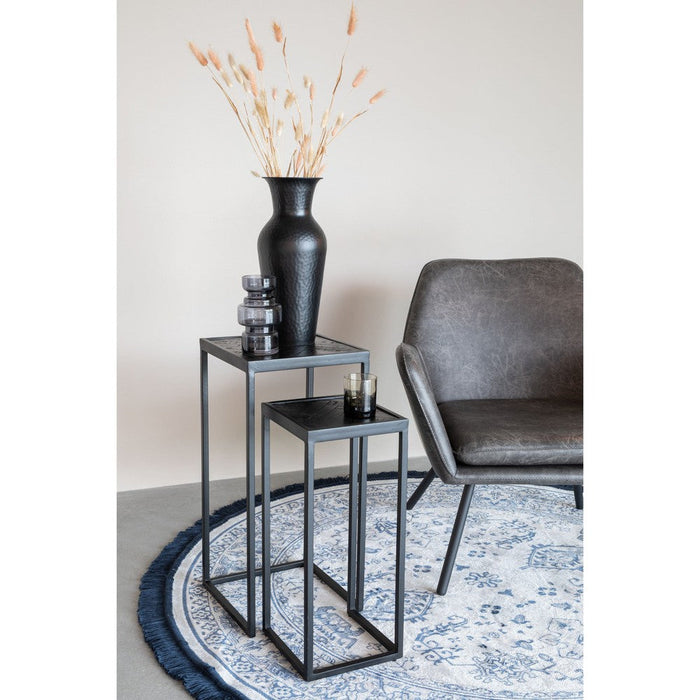 Bijzettafel Parker Set Of 2 High Black-Bijzettafels-Creating Home