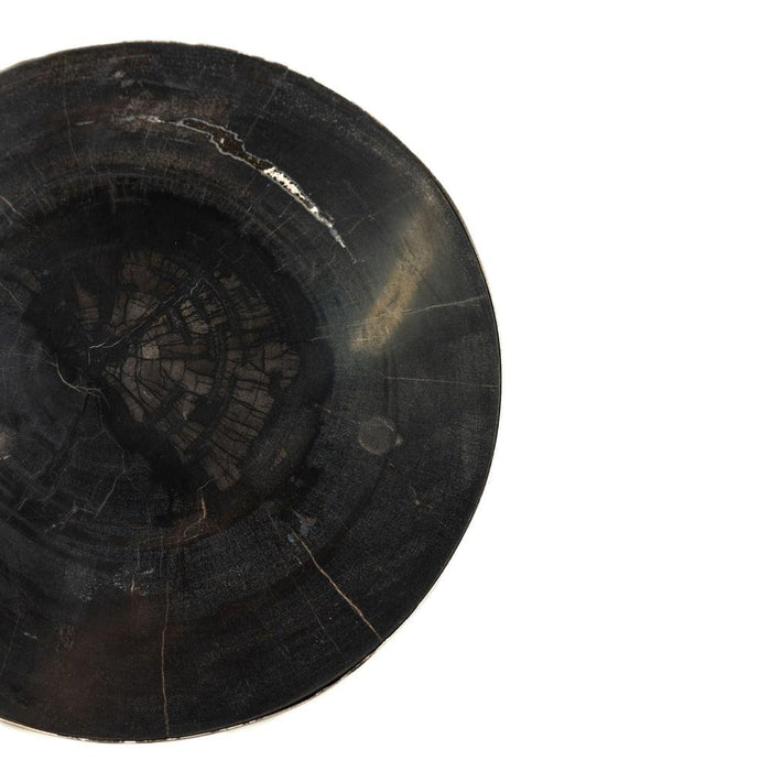 Bijzettafel Rillix Zwart Petrified Hout Sidetable Nickel Rond-Bijzettafels-PTMD