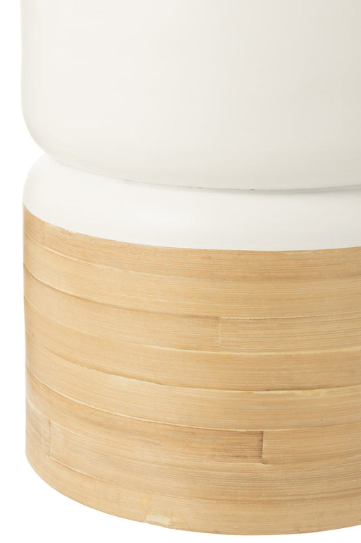 Bijzettafel Rond bamboe wit/naturel-Bijzettafels-J-Line