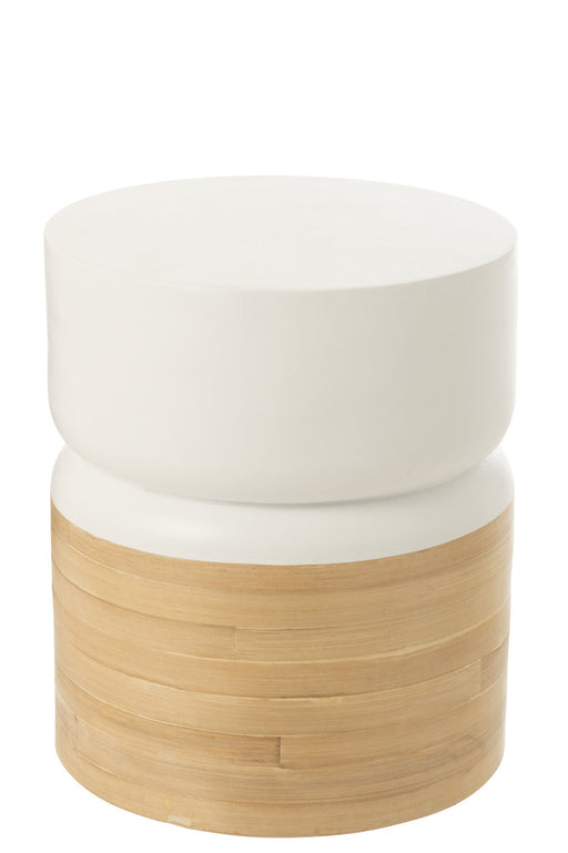 Bijzettafel Rond bamboe wit/naturel-Bijzettafels-J-Line