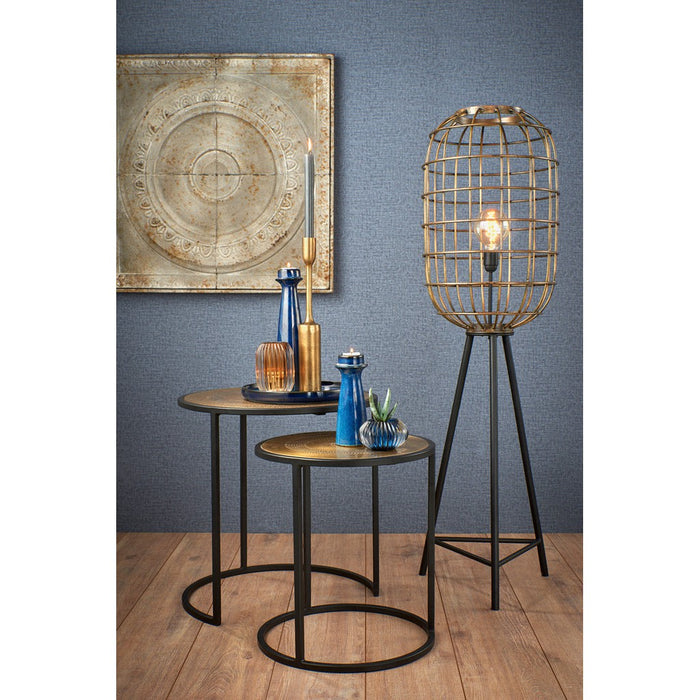 Bijzettafel S/2 max 50x52 cm KOME ant.brons hamm-mat zwart-Bijzettafels-Light & Living