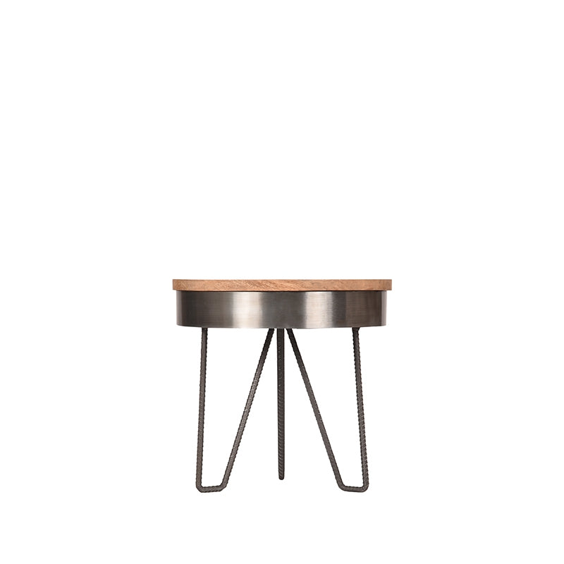 Bijzettafel Saran Grijs Metaal 44 cm Rond 44x44x43 cm-Bijzettafels-LABEL51