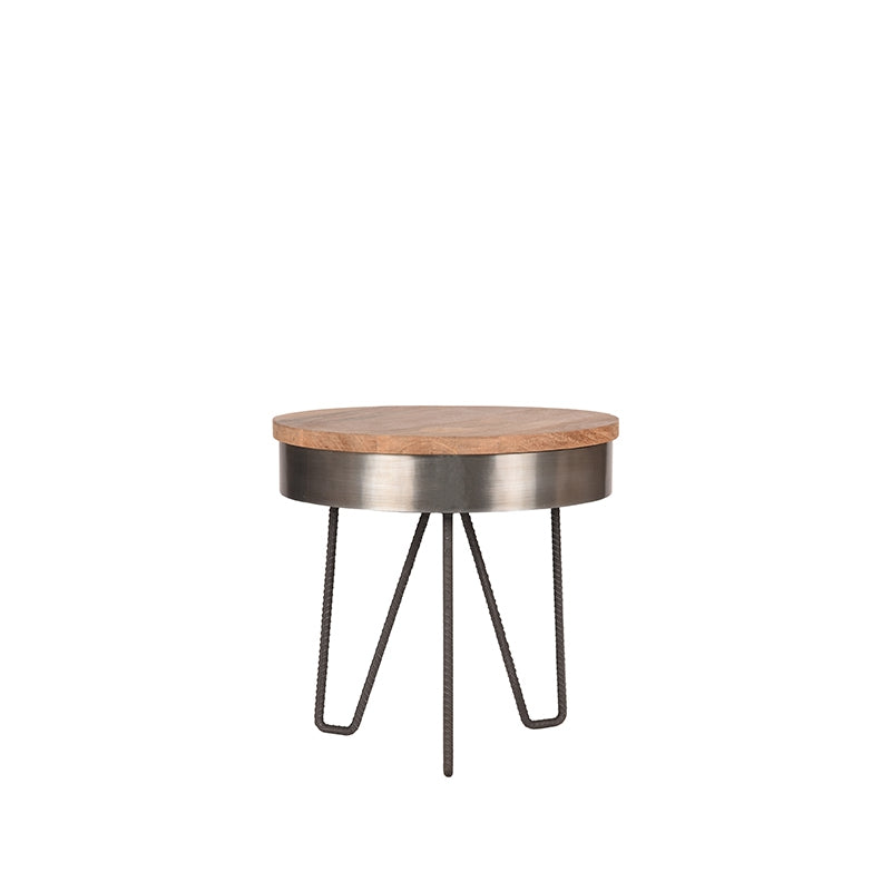 Bijzettafel Saran Grijs Metaal 44 cm Rond 44x44x43 cm-Bijzettafels-LABEL51