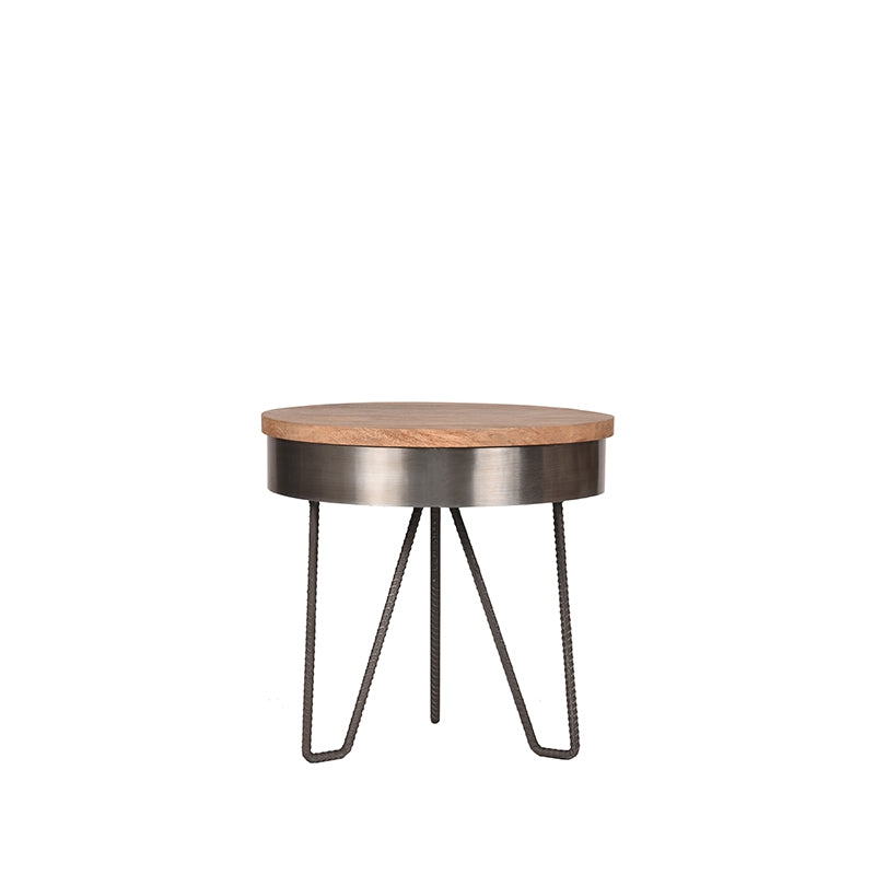 Bijzettafel Saran Grijs Metaal 44 cm Rond 44x44x43 cm-Bijzettafels-LABEL51