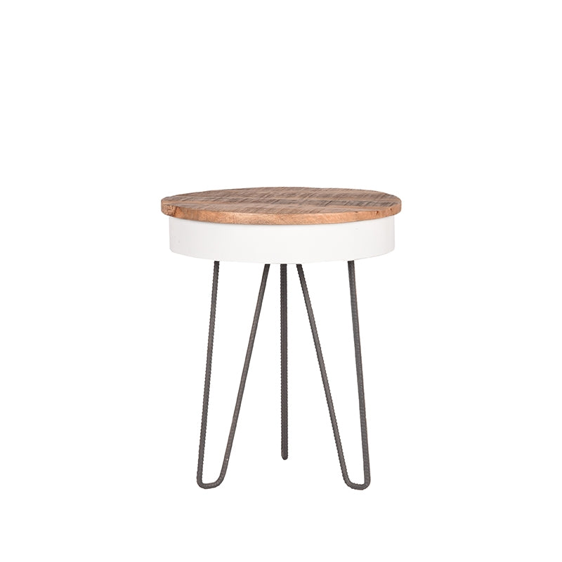 Bijzettafel Saria Wit Metaal 44 cm Rond 44x44x53 cm-Bijzettafels-LABEL51