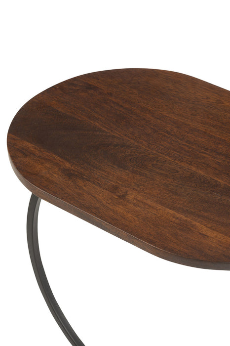 Bijzettafel Swoosh Iron | Mango Hout Brown | Zwart-Bijzettafels-J-Line