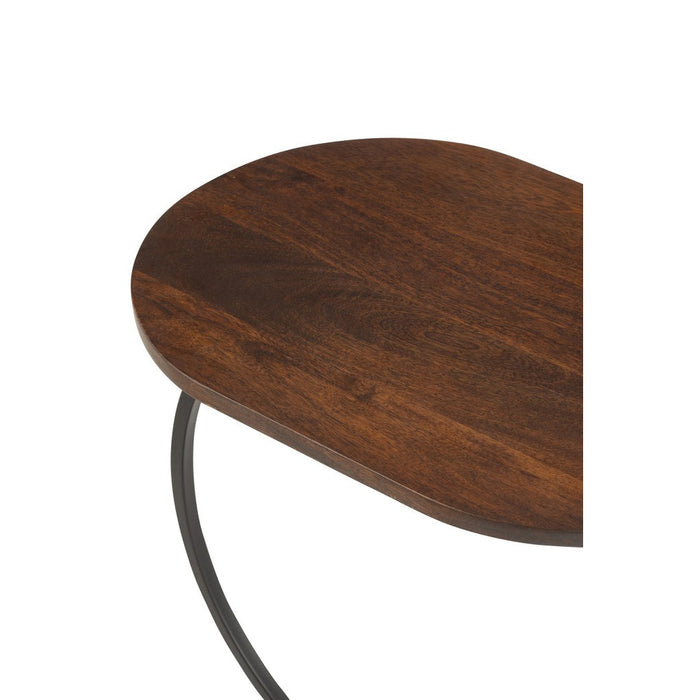 Bijzettafel Swoosh Iron | Mango Hout Brown | Zwart-Bijzettafels-J-Line