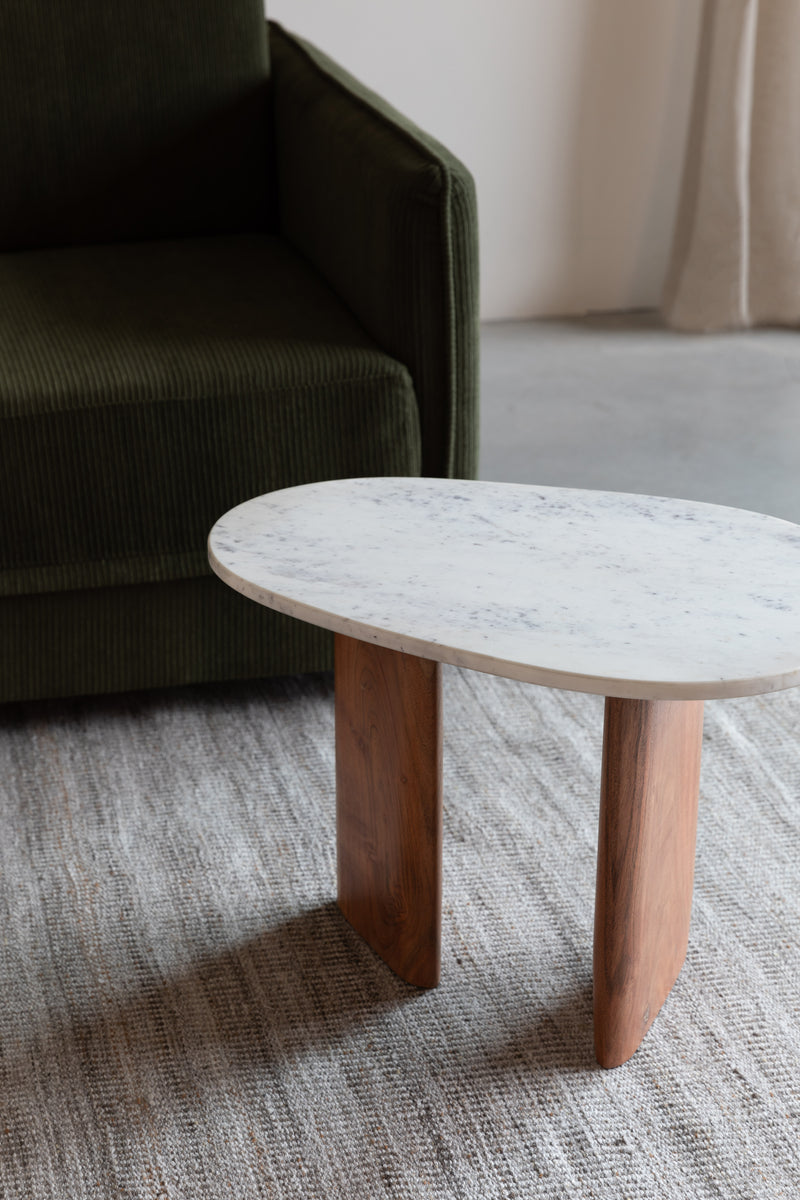 Bijzettafel Tanda Marble Bruin 56x37 cm-Bijzettafels-Creating Home
