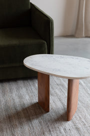Bijzettafel Tanda Marble Bruin 56x37 cm-Bijzettafels-Creating Home