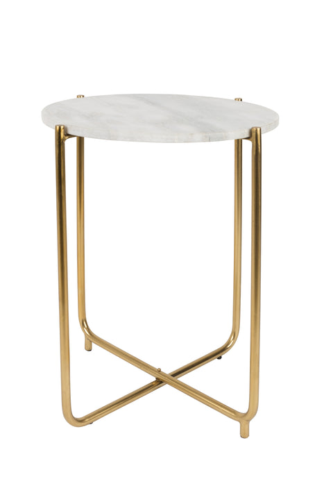 Bijzettafel Timpa Marble Wit Ø44.5x54 cm-Bijzettafels-Creating Home