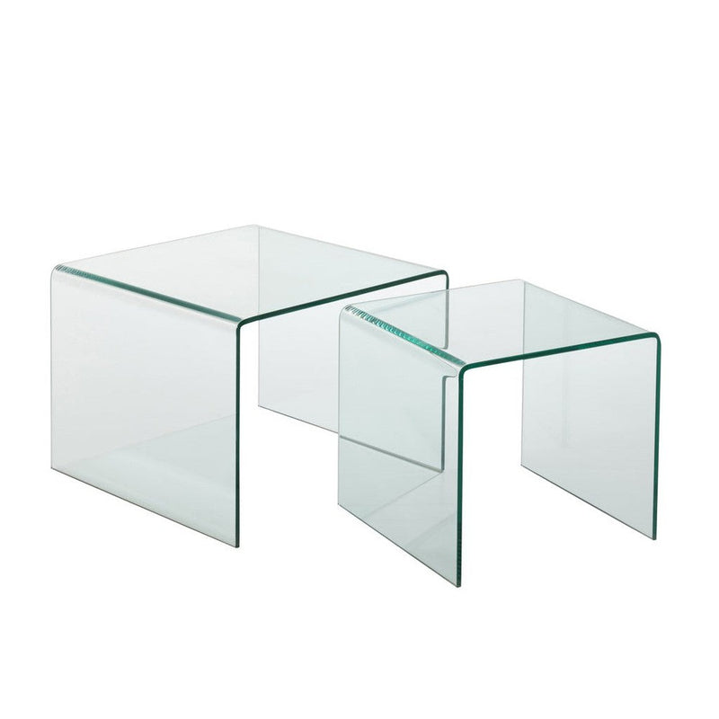 Bijzettafel Transparant Glas 65 cm 65x65x49 cm-Bijzettafels-J-Line