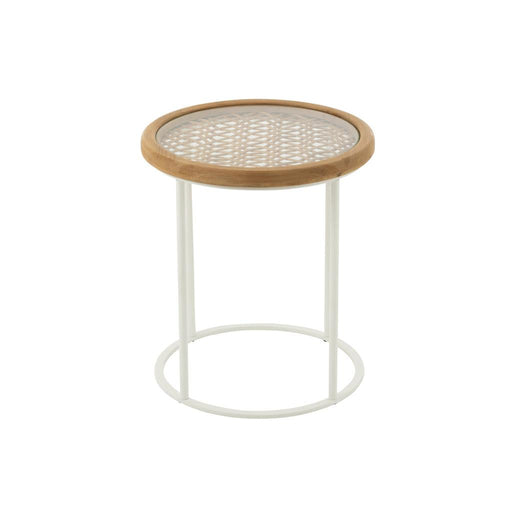 Bijzettafel Wit Glas 50 cm 50x50x56 cm-Bijzettafels-J-Line