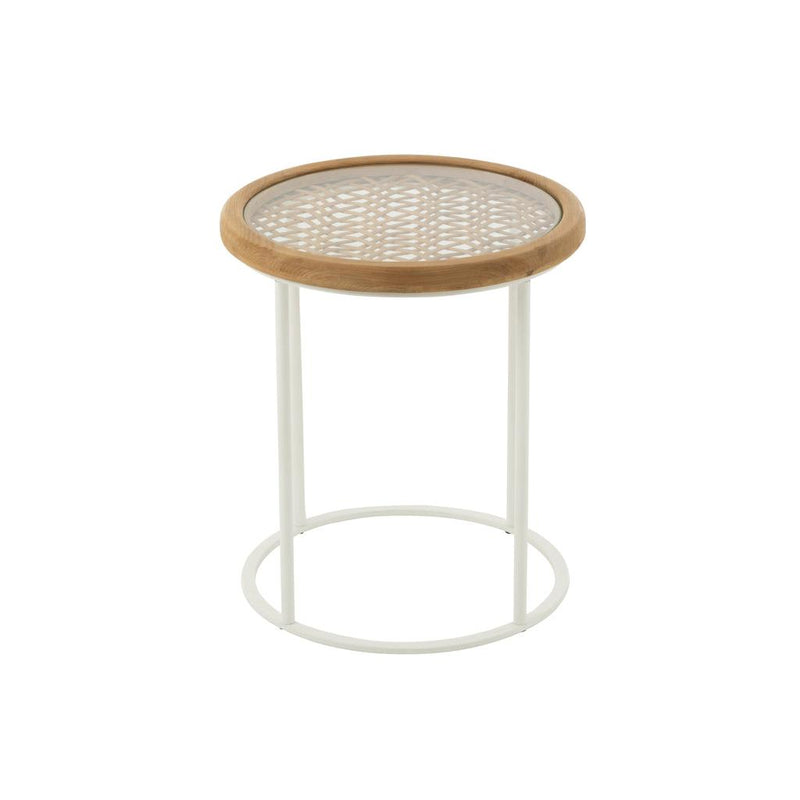 Bijzettafel Wit Glas 50 cm 50x50x56 cm-Bijzettafels-J-Line