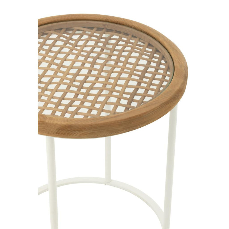 Bijzettafel Wit Glas 50 cm 50x50x56 cm-Bijzettafels-J-Line