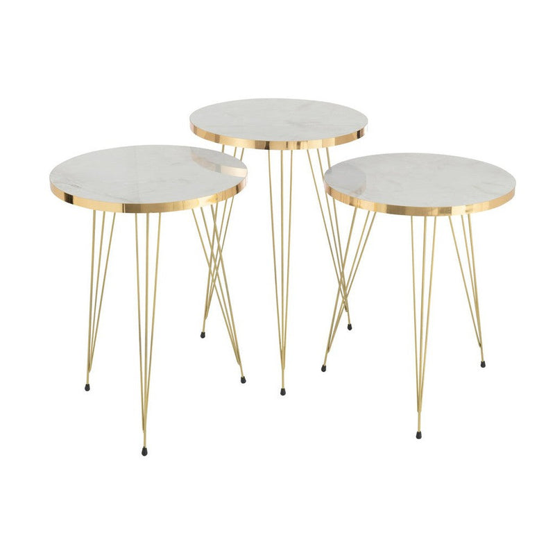 Bijzettafel Wit Metaal 38 cm 38x38x56 cm-Bijzettafels-J-Line