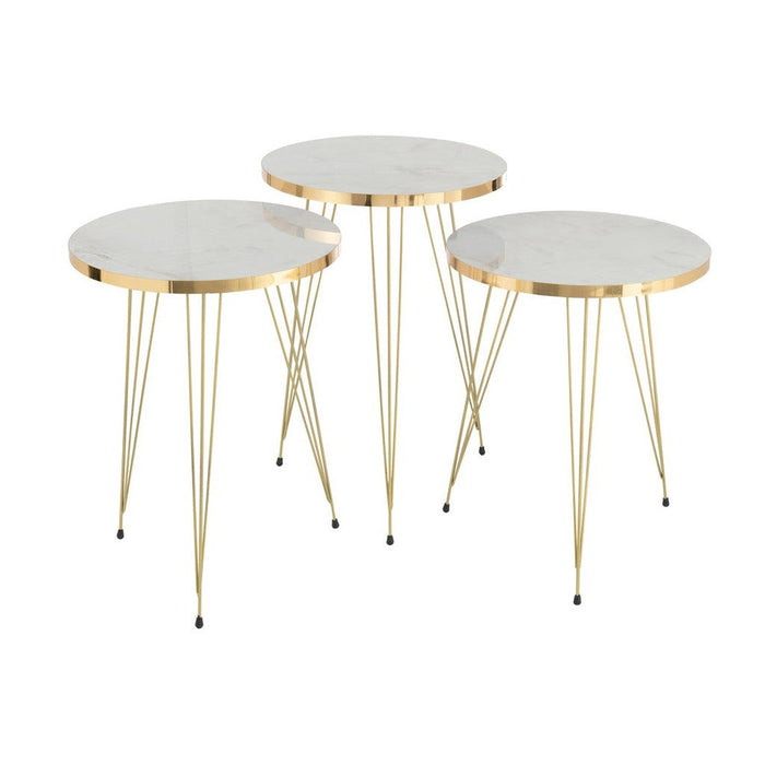Bijzettafel Wit Metaal 38 cm 38x38x56 cm-Bijzettafels-J-Line