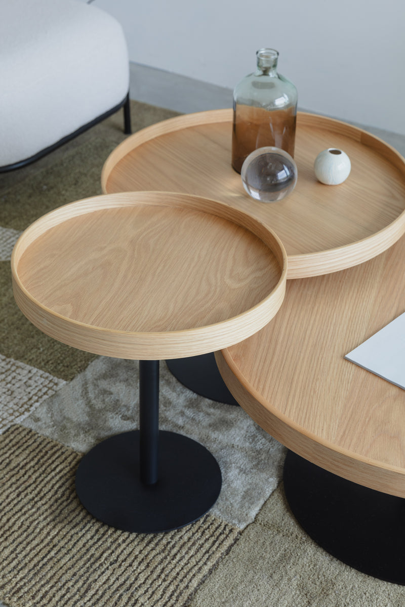 Bijzettafel Yuri Oak L Eikenfineer Naturel Ø70x35 cm-Bijzettafels-Creating Home