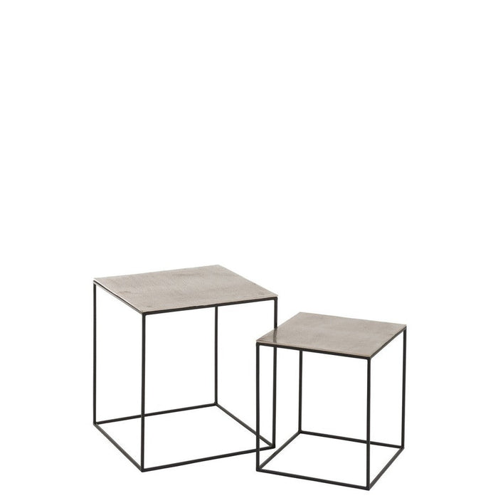 Bijzettafel Zilver Aluminium Vierkant 50 cm 50.5x50.5x55 cm-Bijzettafels-J-Line