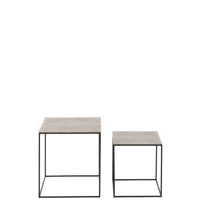 Bijzettafel Zilver Aluminium Vierkant 50 cm-Bijzettafels-J-Line