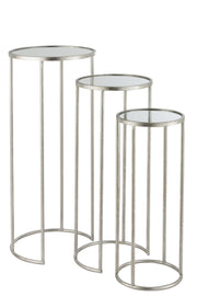 Bijzettafel Zilver Ijzer 36 cm 35.5x35.5x80.5 cm-Spiegels-J-Line