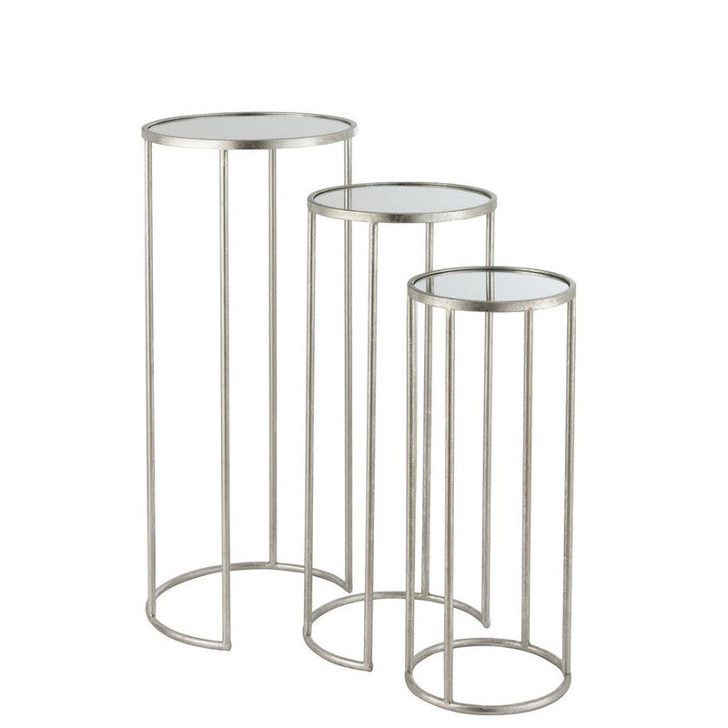 Bijzettafel Zilver Ijzer 36 cm 35.5x35.5x80.5 cm-Spiegels-J-Line