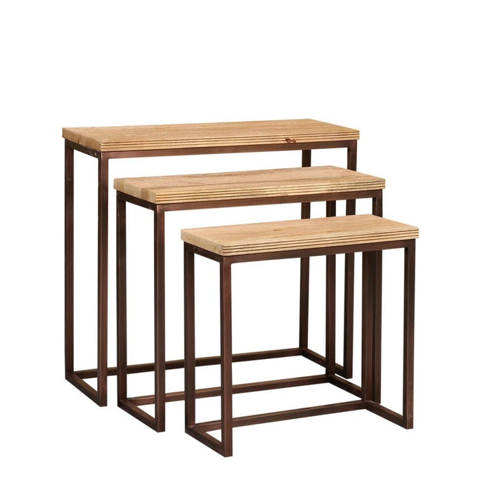 Bijzettafel Zoah Koper Mangohout Rechthoekig Sidetable SV3-Bijzettafels-PTMD