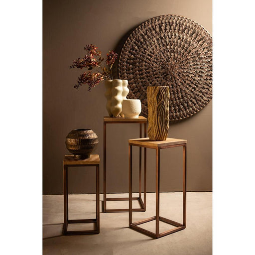 Bijzettafel Zoah Koper Mangohout Vierkant Sidetable SV3-Bijzettafels-PTMD