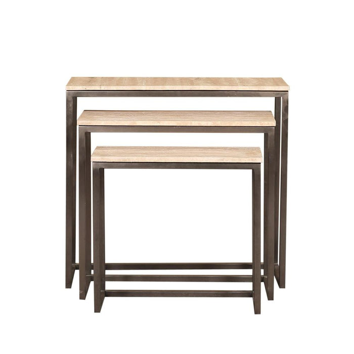 Bijzettafel Zoah Zwart Travertine Rechthoekig Sidetable SV3-Bijzettafels-PTMD