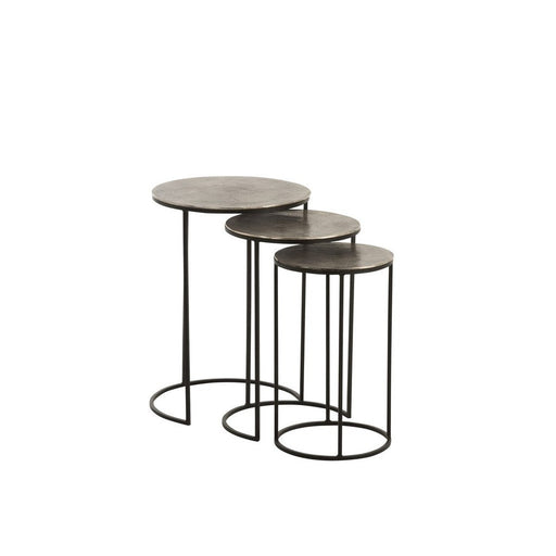 Bijzettafel Zwart Aluminium Rond 42 cm 42x42x60 cm-Bijzettafels-J-Line