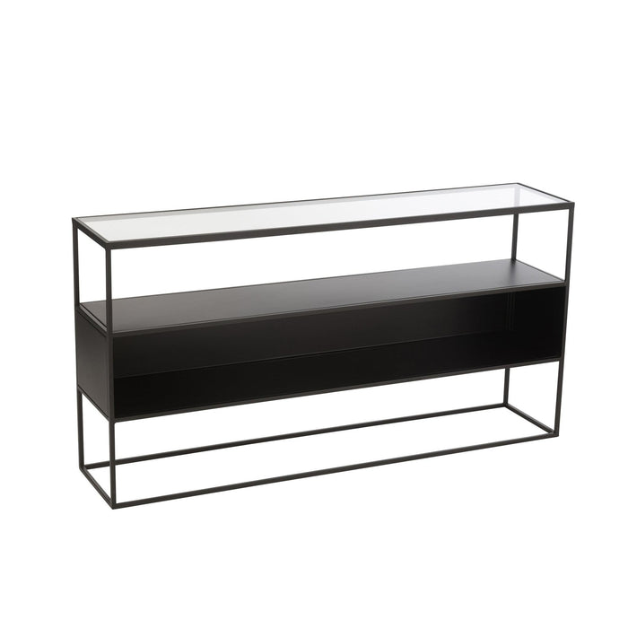Bijzettafel Zwart Glas Vierkant 30x140 cm-Bijzettafels-J-Line