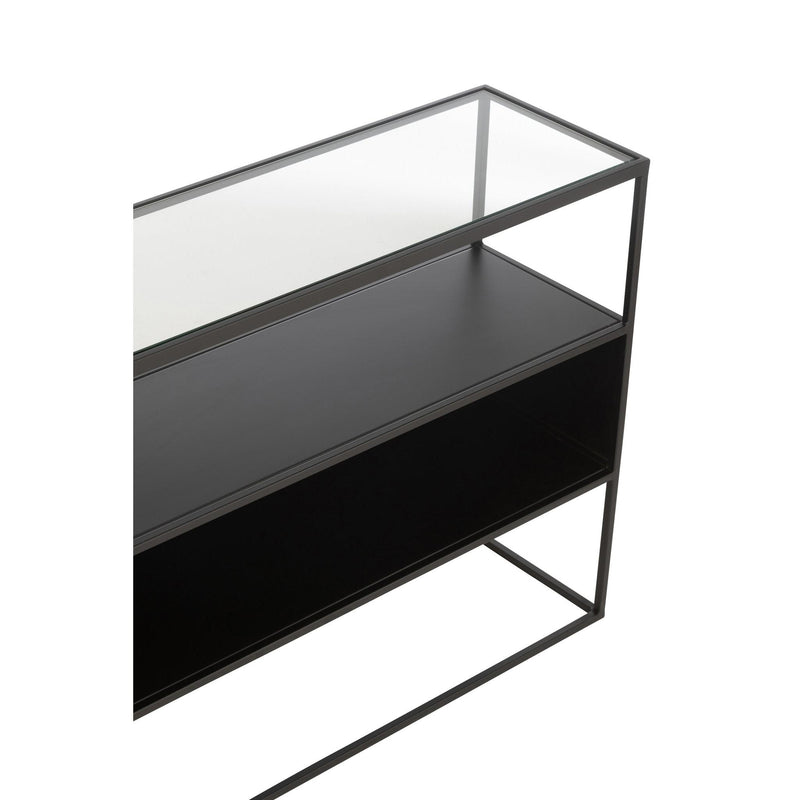 Bijzettafel Zwart Glas Vierkant 30x140 cm-Bijzettafels-J-Line