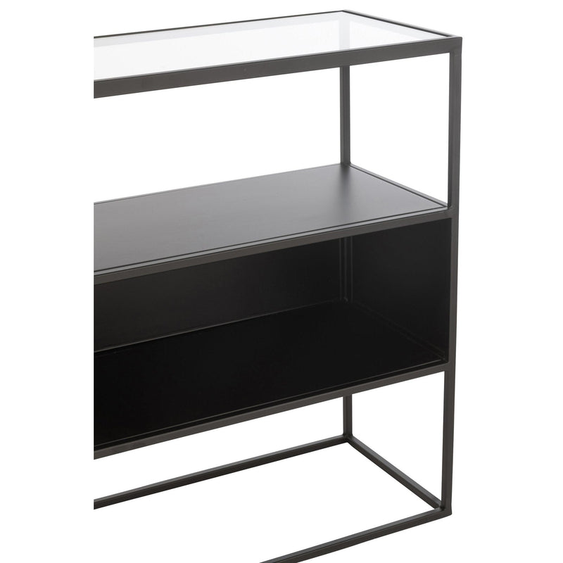 Bijzettafel Zwart Glas Vierkant 30x140 cm-Bijzettafels-J-Line