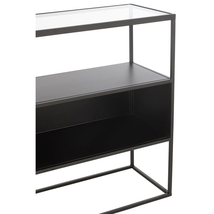 Bijzettafel Zwart Glas Vierkant 30x140 cm-Bijzettafels-J-Line