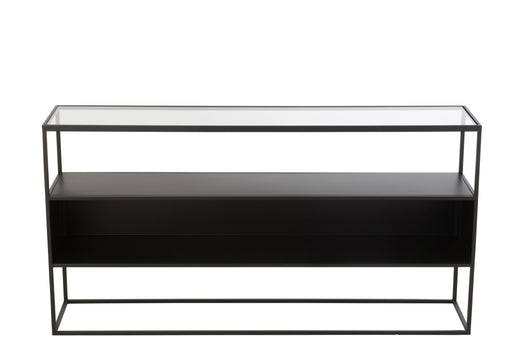 Bijzettafel Zwart Glas Vierkant 30x140 cm-Bijzettafels-J-Line