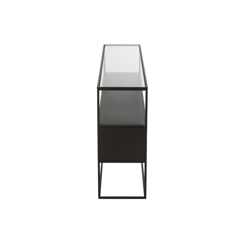 Bijzettafel Zwart Glas Vierkant 30x140 cm-Bijzettafels-J-Line