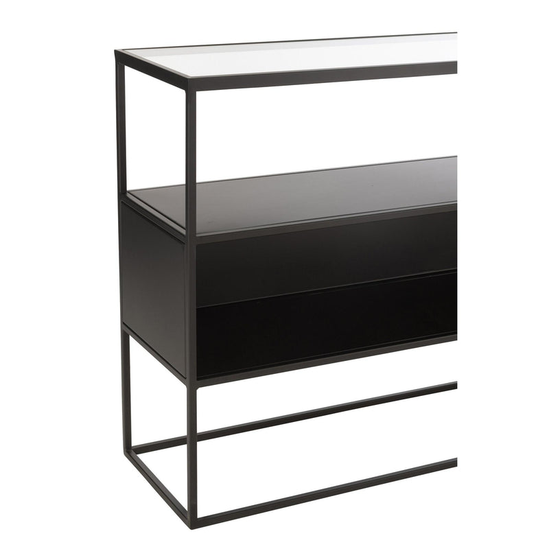 Bijzettafel Zwart Glas Vierkant 30x140 cm-Bijzettafels-J-Line