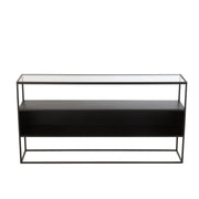 Bijzettafel Zwart Glas Vierkant 30x140 cm-Bijzettafels-J-Line