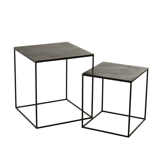 Bijzettafel Zwart ijzer Vierkant 50 cm 50.5x50.5x55.5 cm-Bijzettafels-J-Line