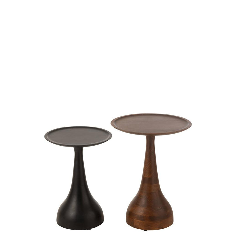 Bijzettafel Zwart Mangohout hout 46 cm 45.5x45.5x59 cm-Bijzettafels-J-Line