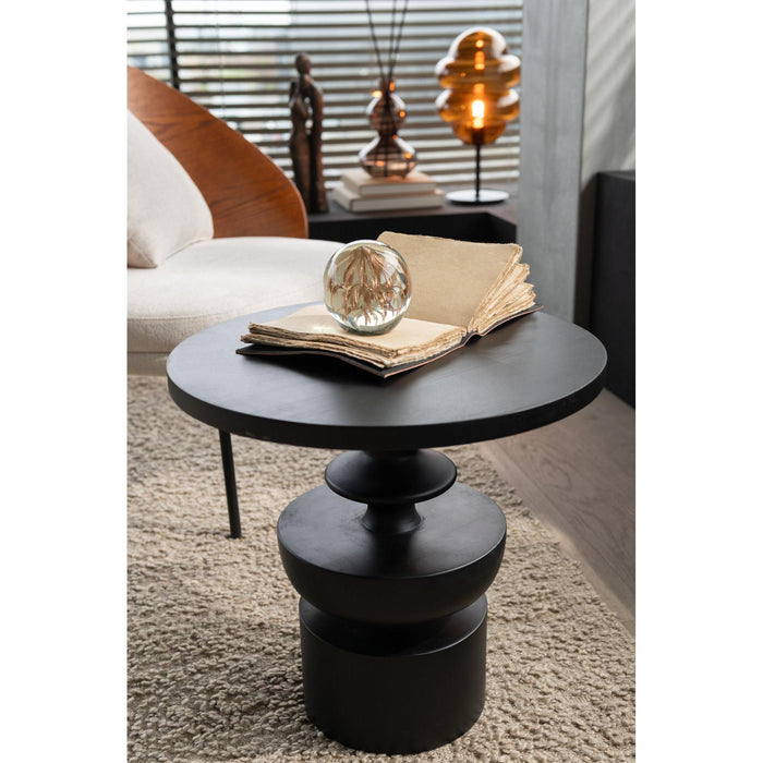 Bijzettafel Zwart Mangohout hout 48 cm-Bijzettafels-J-Line