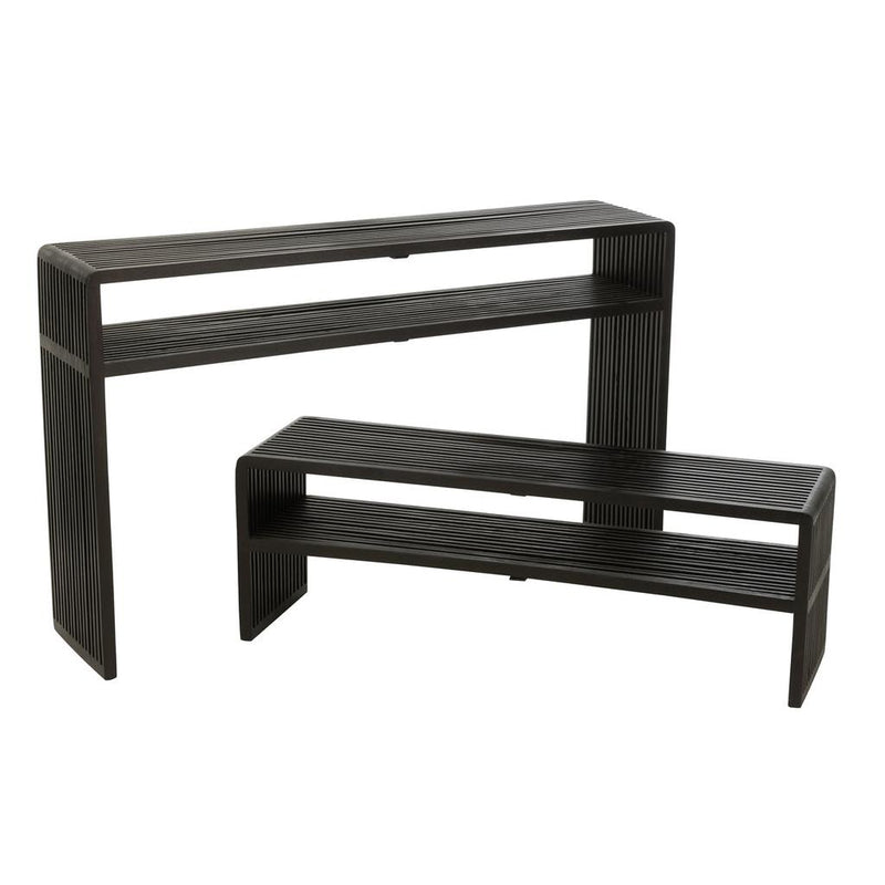 Bijzettafel Zwart Recycled hout 30x130 cm-Bijzettafels-J-Line