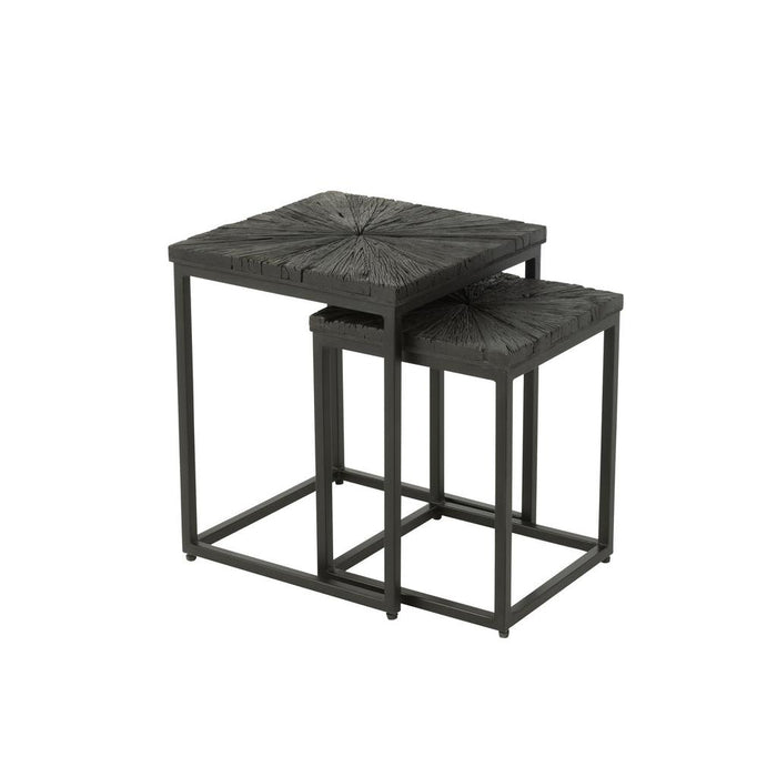 Bijzettafel Zwart ijzer 43 cm 43x43x53 cm-Bijzettafels-J-Line