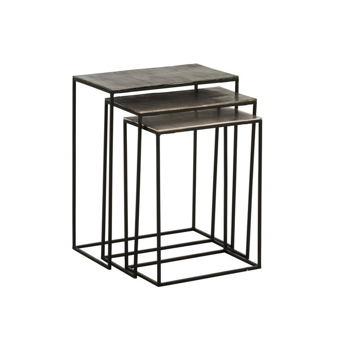 Bijzettafel Zwart ijzer Rechthoekig 29x53 cm-Bijzettafels-J-Line