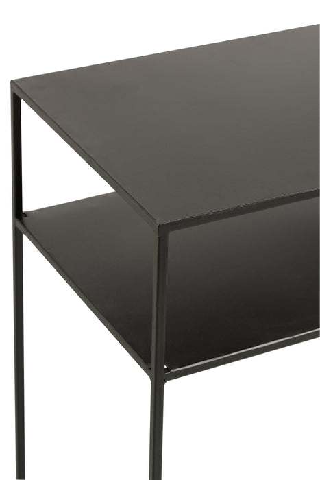 Side Table Black Iron Rectangular 35x105 cm