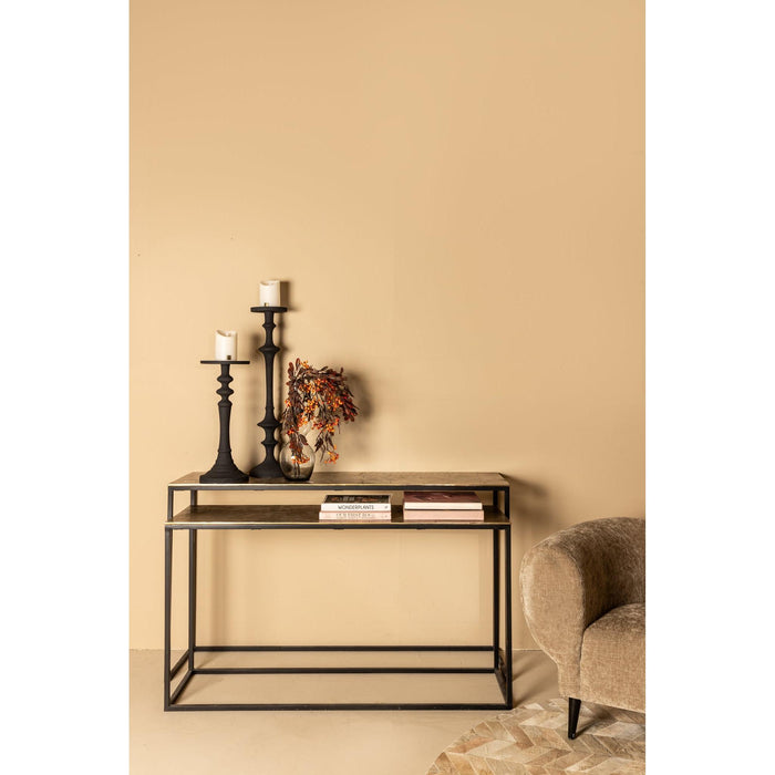 Bijzettafels Bijzettafel Kae Goud Alu Zwart IJzer Rechthoekig Sidetable-Bijzettafels-PTMD